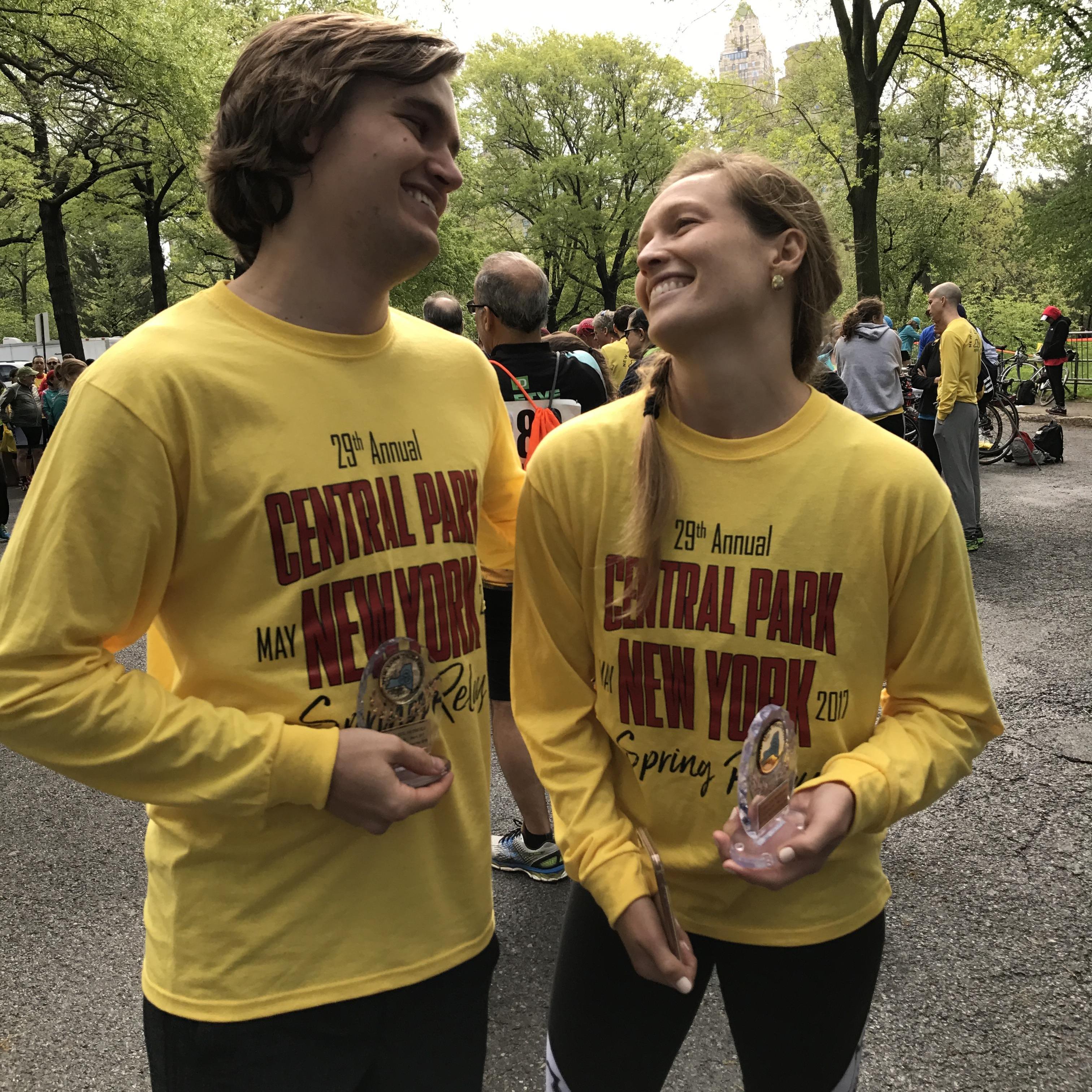 The morning of the day Andreas proposed after participating in Central Parks Couples Relay. (We placed 2nd in our age group and 15th overall!)