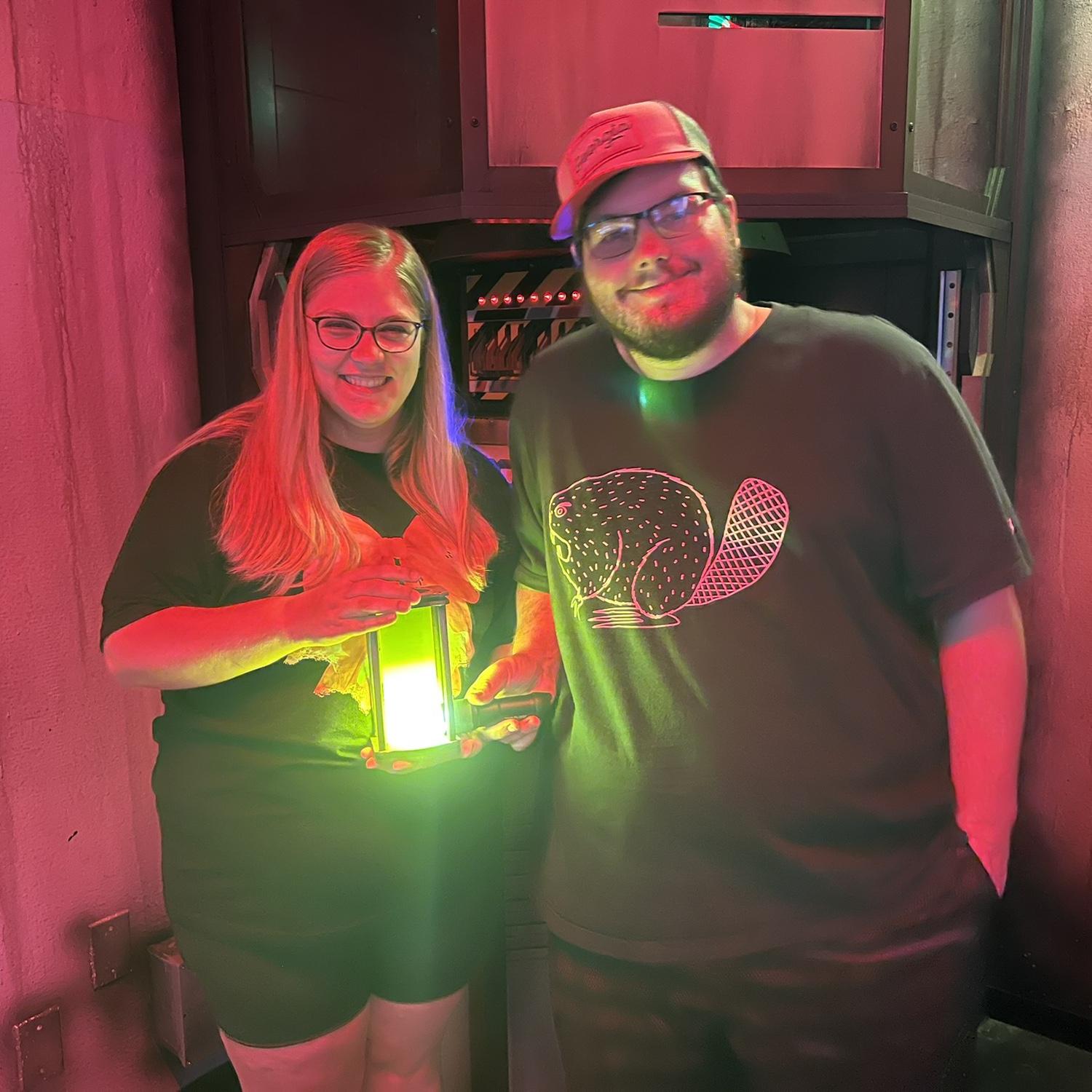 Just after finishing an escape room.