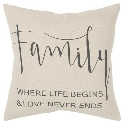 Sentiment Decorative Filled Oversize Square Throw Pillow Neutral - Rizzy Home