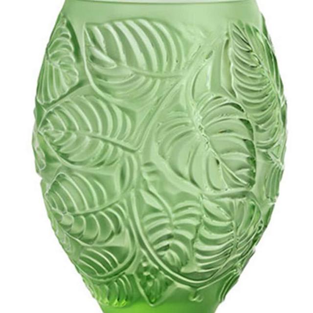 Lalique Feuilles Vase - Green