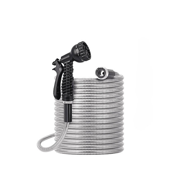 Swtroom Garden Hose 100 FT Stainless Steel Heavy Duty Water Hose No-Kink Rust Proof for Yard Outdoor