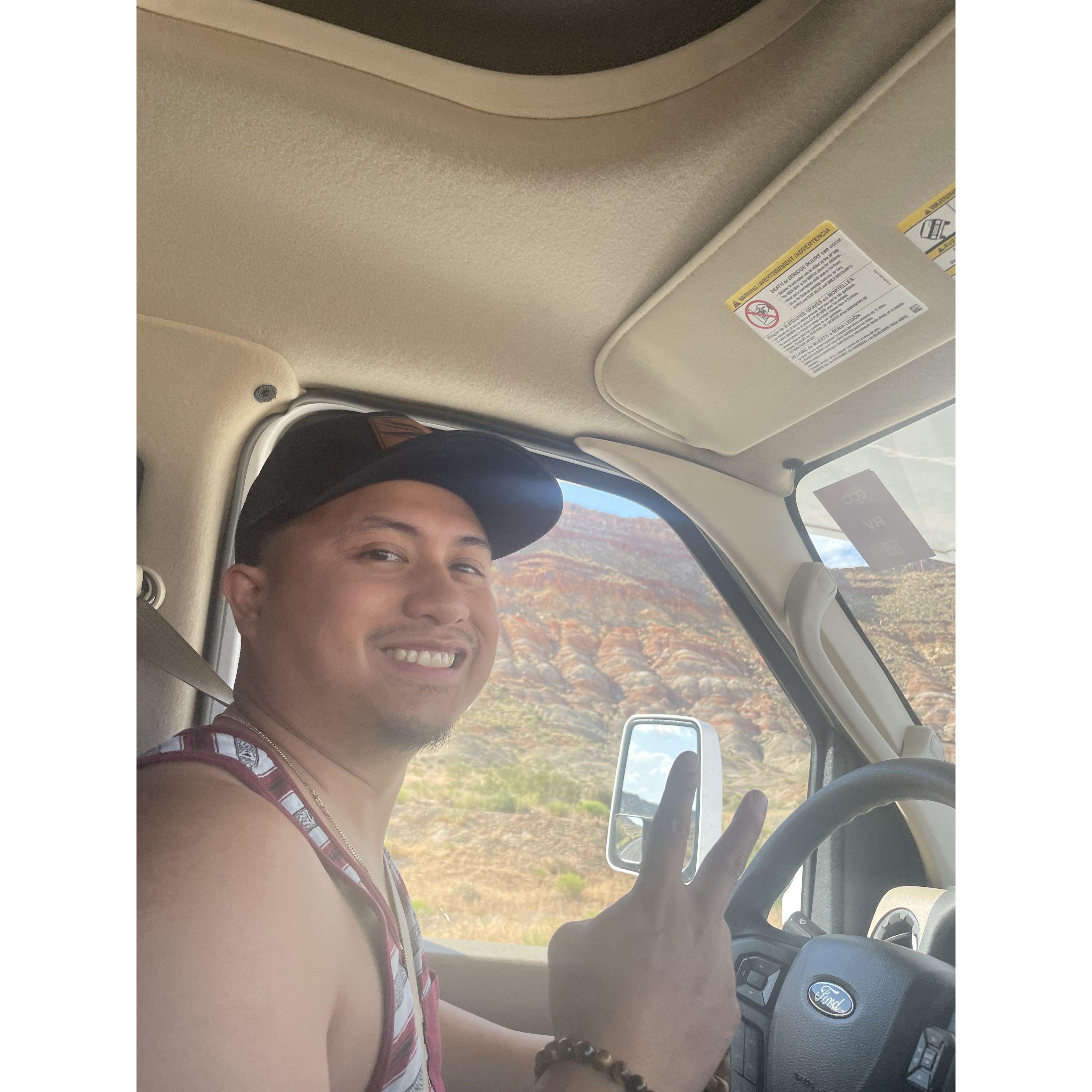 Driving our RV on our roadtrip