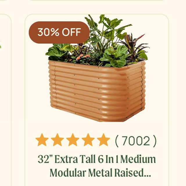 32" Extra Tall 6 In 1 Medium Modular Metal Raised Garden Bed Kit