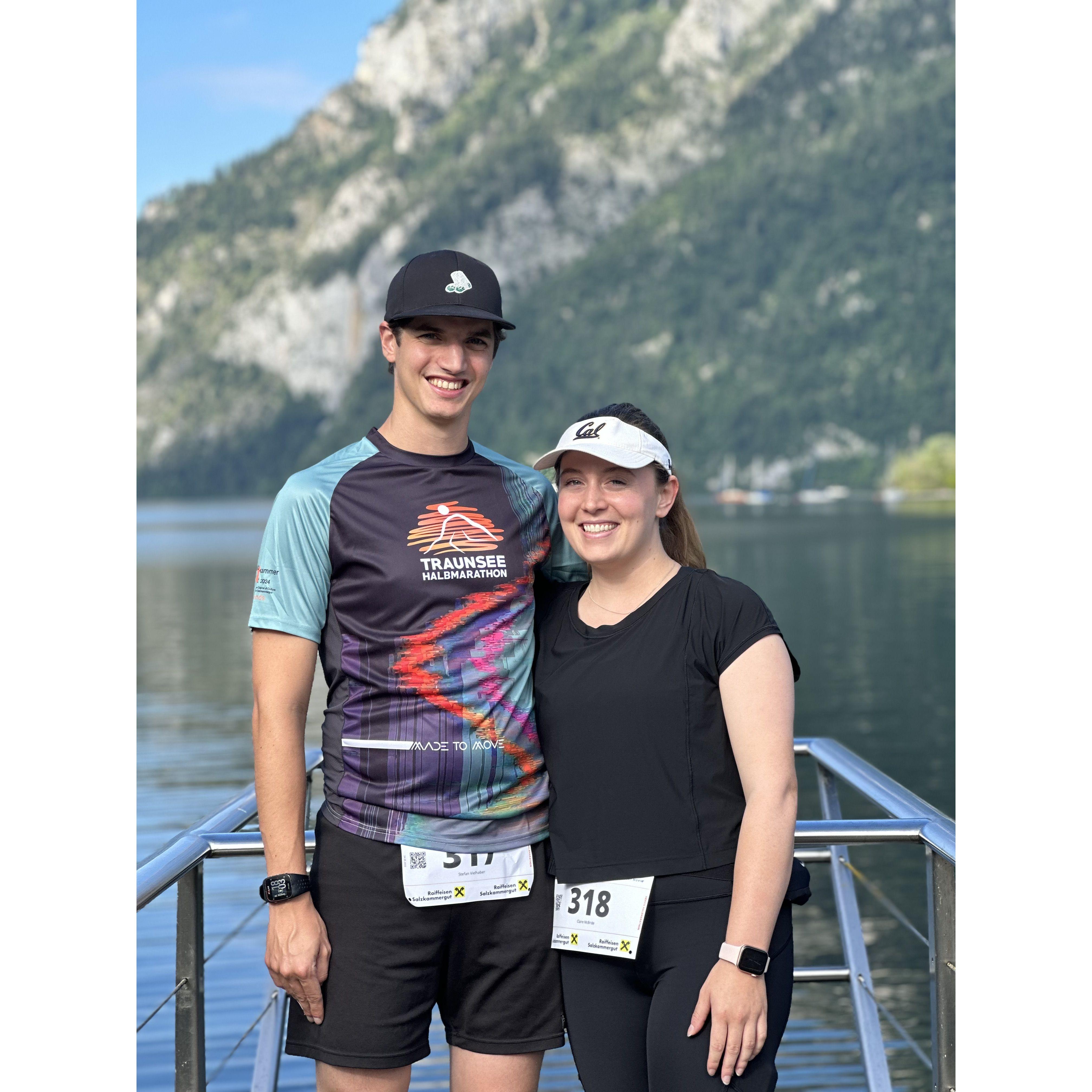 About to run the Traunsee Half Marathon, 2023.