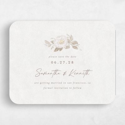 Grey Rounded Wedding Save the Date - Muriano Landscape