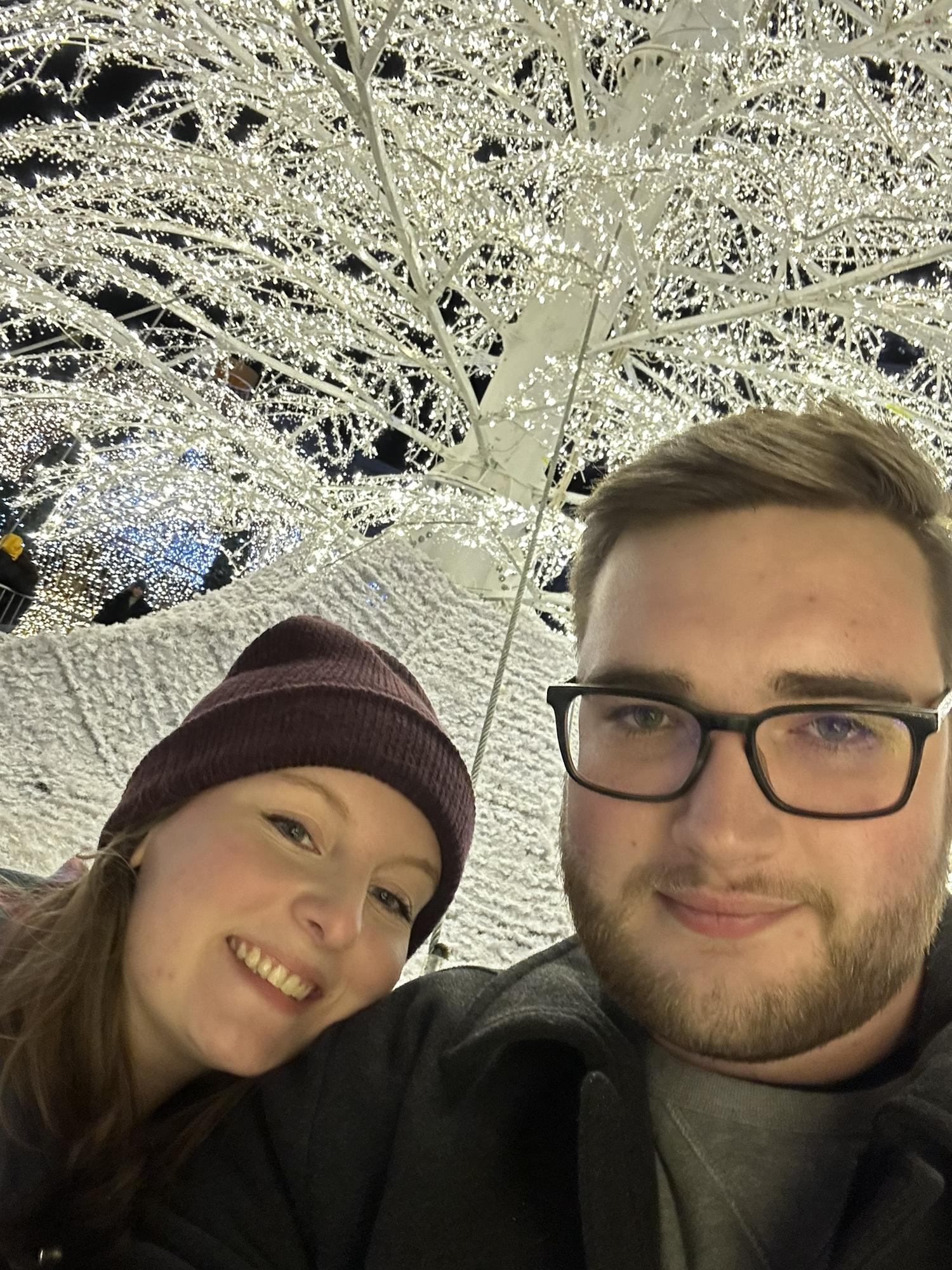 Jacob and Alianna visiting a Christmas light display in DC!