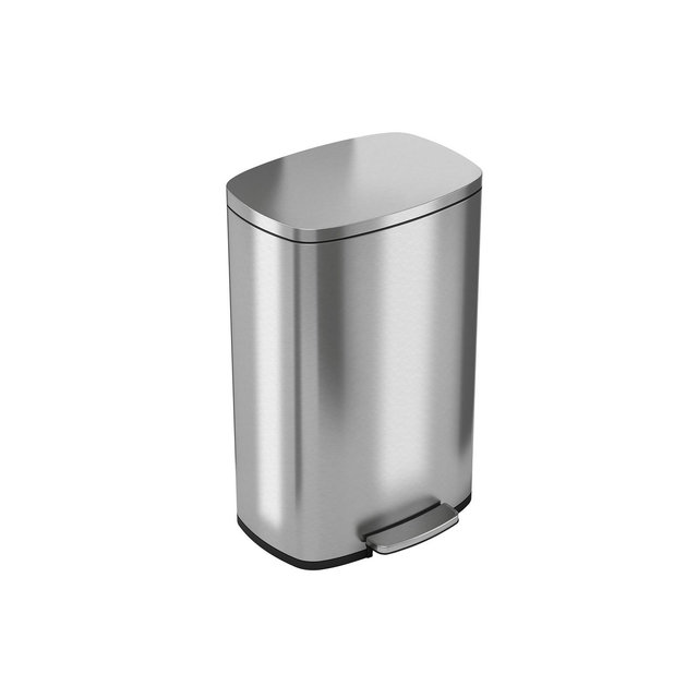 iTouchless Step Pedal Kitchen Trash Can with AbsorbX Odor Filter and Removable Inner Bucket 13.2 Gallon Rectangular Stainless Steel
