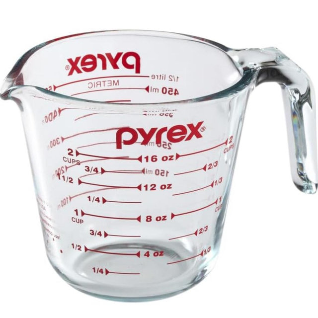 Pyrex Prepware 6001075 Measuring Cup, Red Graphics, Clear