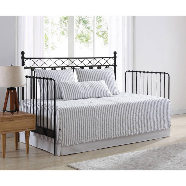 39" X 75" Willow Way Daybed Cover Set Ticking Stripe Gray - Stone Cottage