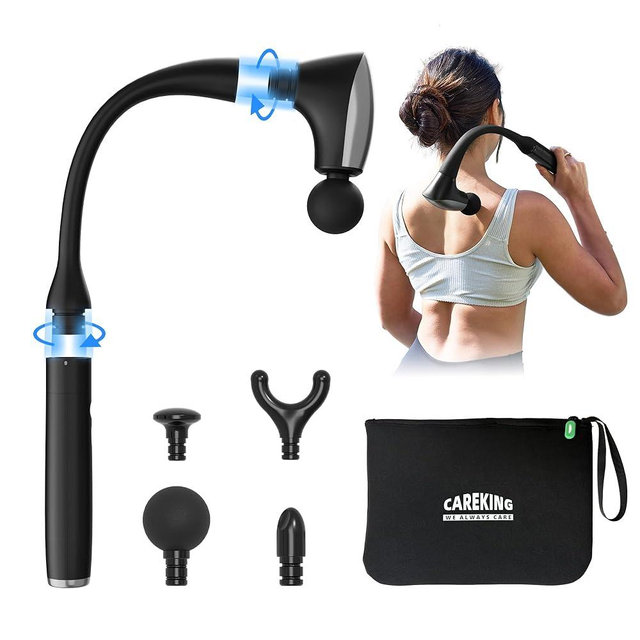 CAREKING 2-in-1 Detachable Muscle Massage Gun Deep Tissue with 20'' Extension Handle, Back and Neck Massager for Pain Relief, Handheld Massager for Shoulder Lower Back Leg Waist, FSA-HSA Eligible