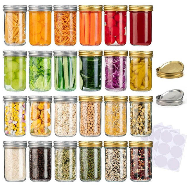 SPANLA Mason Jars 8 oz, 24 Pack Canning jars 8 oz Jelly Jars With Regular Lids and Bands, Half Pint Glass Jars Ideal for Jam, Honey, Wedding Favors, Shower Favors