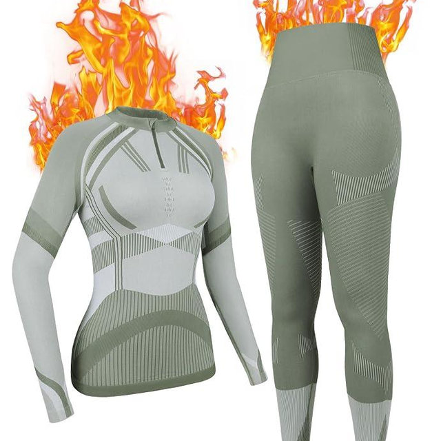 ATTRACO Womens Thermal Underwear Sets Half Zip Womens Long Johns Underwear Thermal Wear for Women Thermal Set Winter
