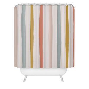 Ninola Design Charming Nostalgia Handmade Summer Stripes Shower Curtain - Pink/Blue/Yellow Striped