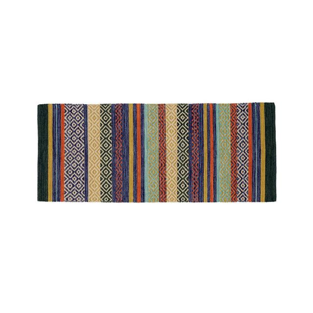 Yumi Blue Multi-Color Rag Rug Runner 2.5'x6'