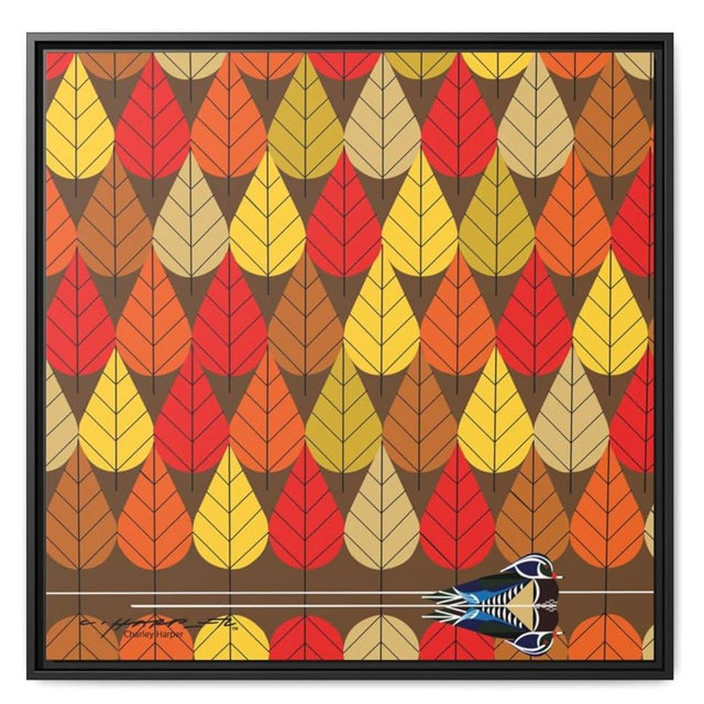 Charley Harper Octoberama Duck Mural – Mid-Century Modern Autumn Canvas with Geometric Duck Shapes, Vibrant Fall Palette Art