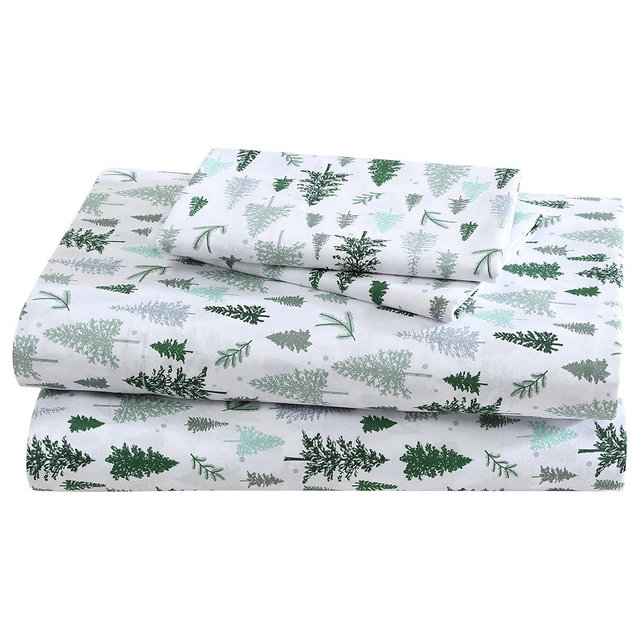 Beatrice Home Fashions Printed Microfiber Sheet Set, Soft Comfortable Easy Care, Includes 1 Fitted Sheet with 14" Deep Pockets, 1 Flat Sheet, Pillowcase, Queen, Greenwood