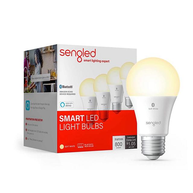 Sengled Alexa Light Bulb, Bluetooth Mesh Smart Light Bulbs, Smart Bulbs That Work with Alexa Only, Dimmable LED Bulb E26 A19, 60W Equivalent Soft White 800LM, Certified for Humans Device, 4 Pack