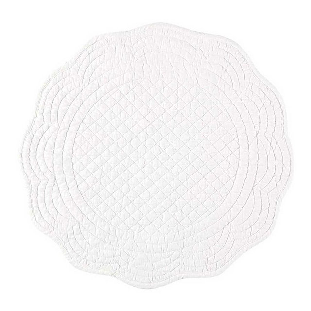 Boutis Cotton Round Placemats, Set of 4 - White