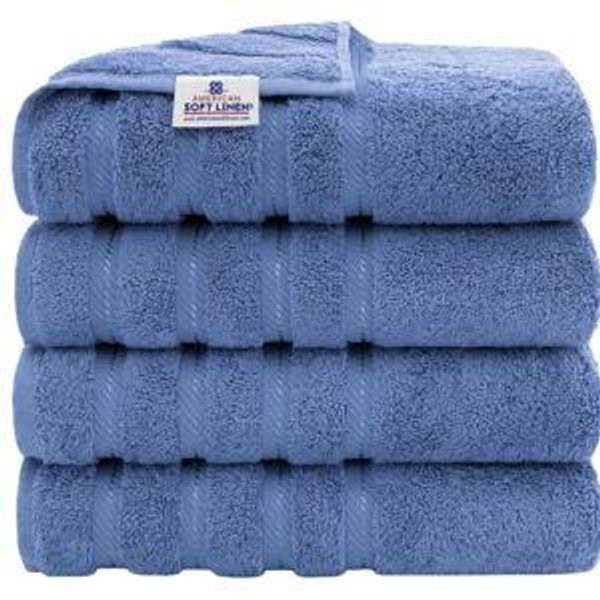 American Soft Linen 100% Cotton Luxury Turkish 4 Piece Bath Towel Set, 27x54 inches Soft Quick Dry Bath Towels for Bathroom