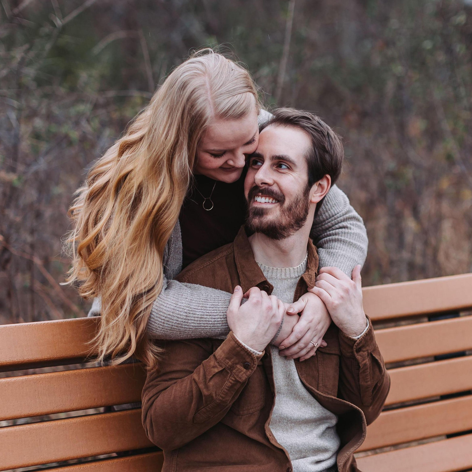 Engagement photos by Jessica Knighton Photography. Taken 18 November 2024 at Springbrook Nature Center.