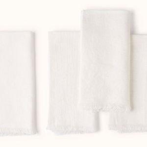 Once Milano Linen Fringed Dinner Napkins – Set of 4