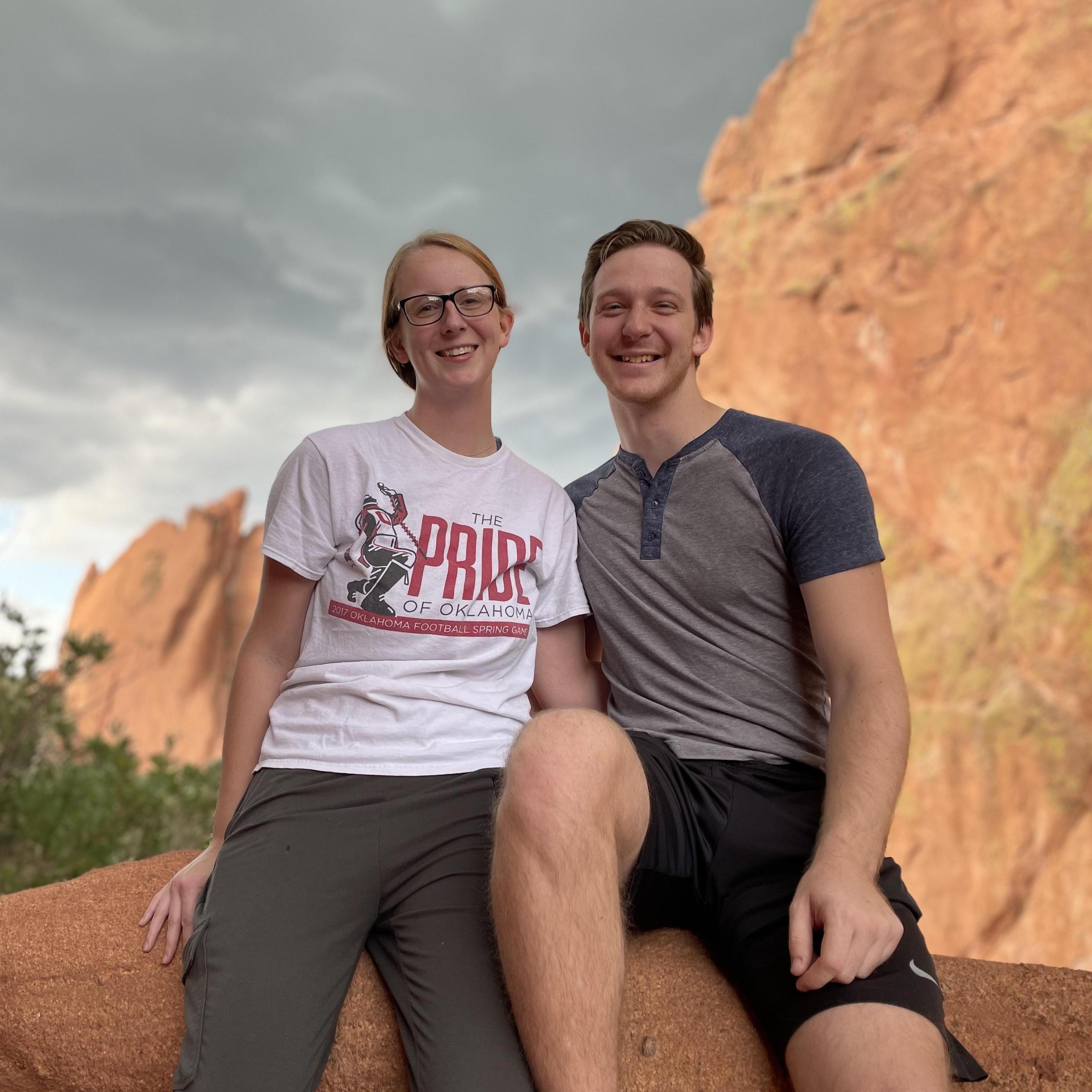 June 2021 - Garden of the Gods in Colorado Springs, CO. This was right before Ben pretended to push Avery off the back of the rock.