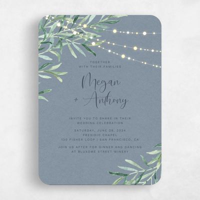 Blue Rounded Wedding Invitation - Saranac Portrait