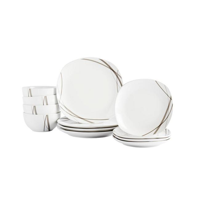 Curves Square 12-Pc Dinnerware Set, Service for 4