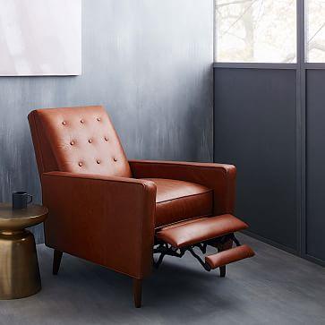 Rhys Mid-Century Leather Recliner