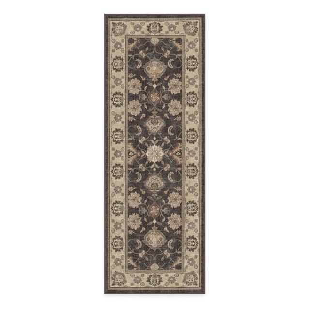 Ruggable Odette Washable Vintage Farmhouse Runner Rug - Dark Wood 2'6"x7'