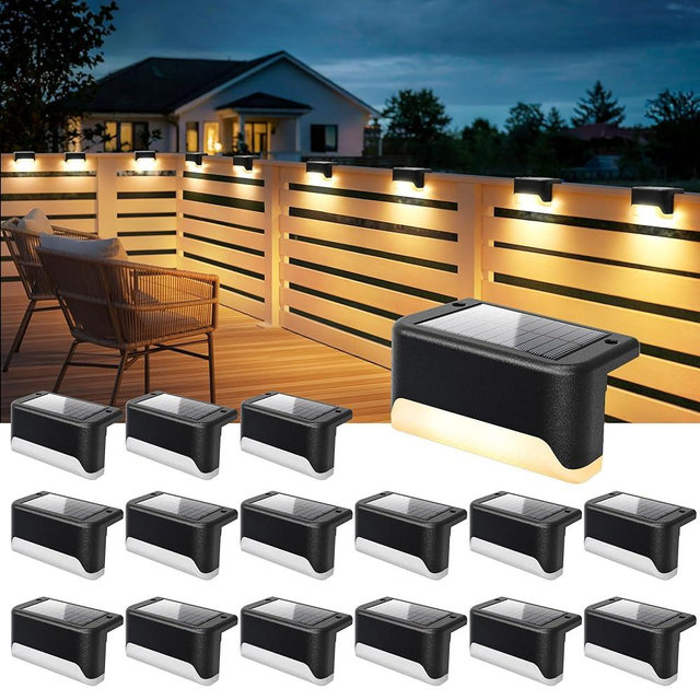 SOLPEX Solar Deck Lights Outdoor, Solar Fence Lights Waterproof LED Step Light for Outside, Patio, Stair, Garden, Yard, Railing, Front Porch, Balcony Decor(16 Pack Warm White)