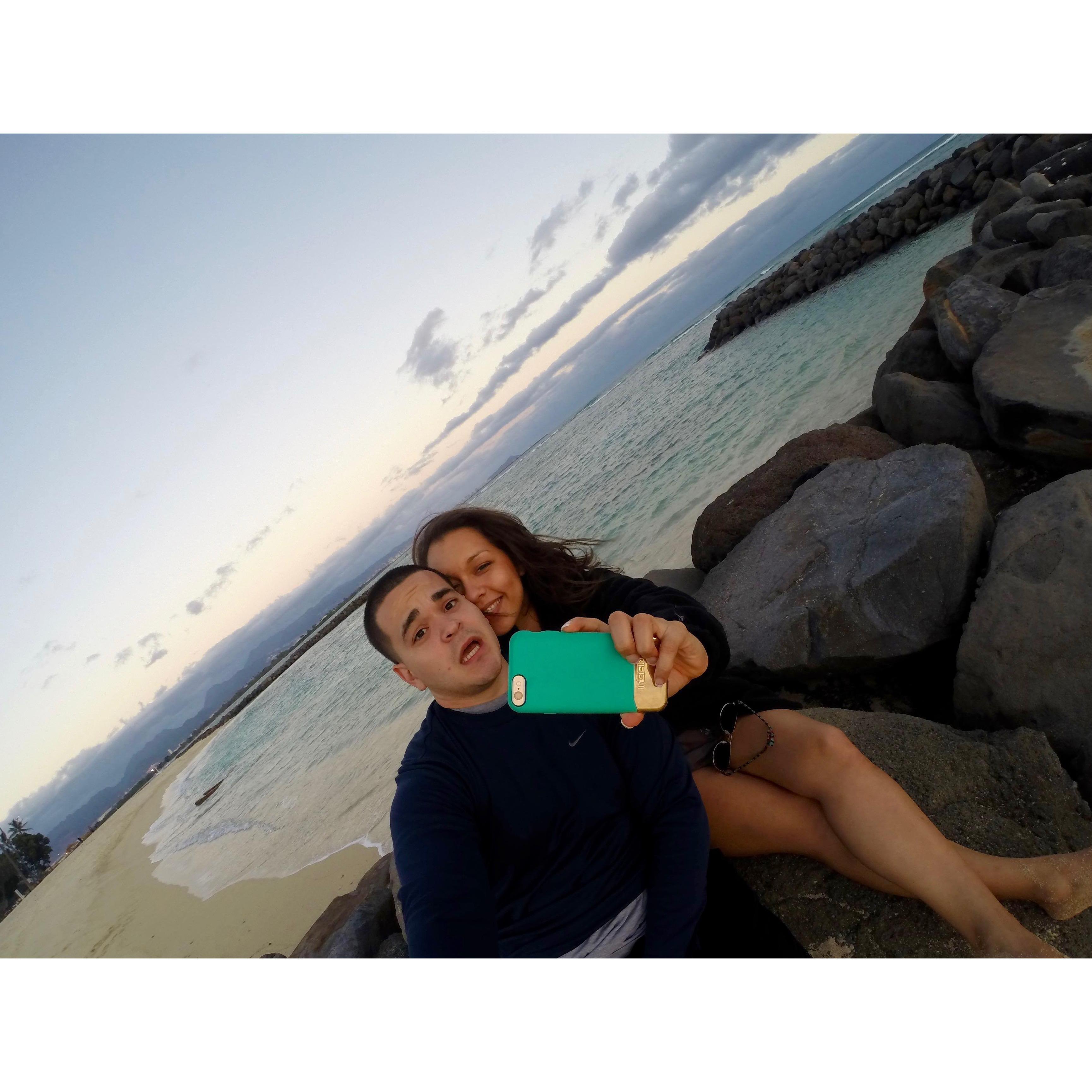 We said I love you to each other for the very first time on this beach. Javier said it first!