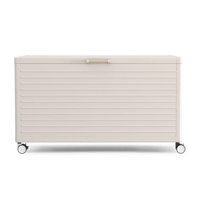 MIRADOR 134 Gallon Large Outdoor Deck Boxes with Wheels, Storage Boxes with Lid for Patio Furniture, Garden Tools, Outdoor Cushion, Latte