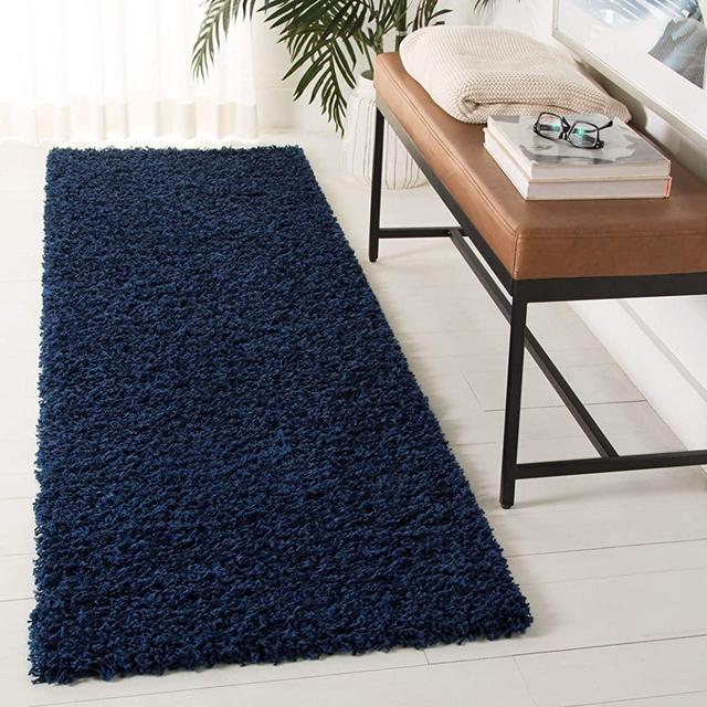 Safavieh Athens Shag Collection SGAS119N 1.5-inch Thick Runner, 2'3" x 8' , Navy