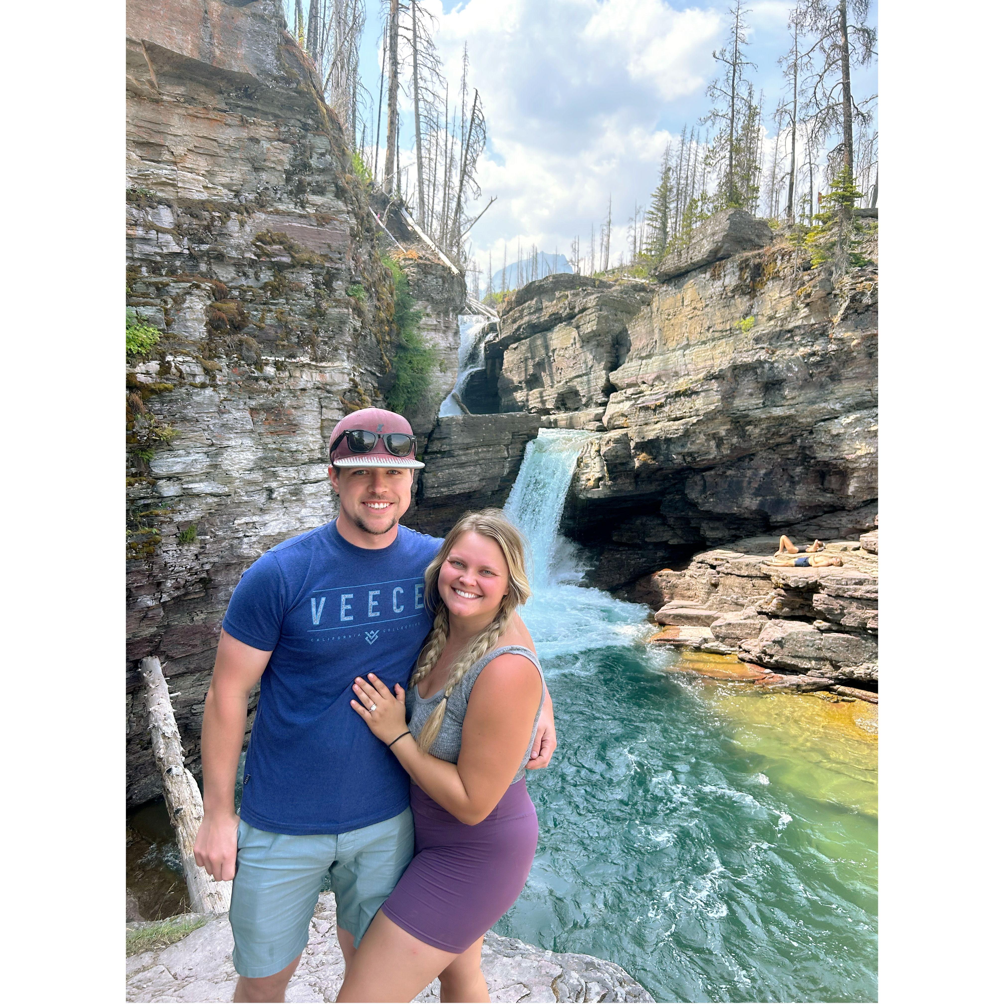 Where we said yes!  St. Mary's Falls- Glacier National Park