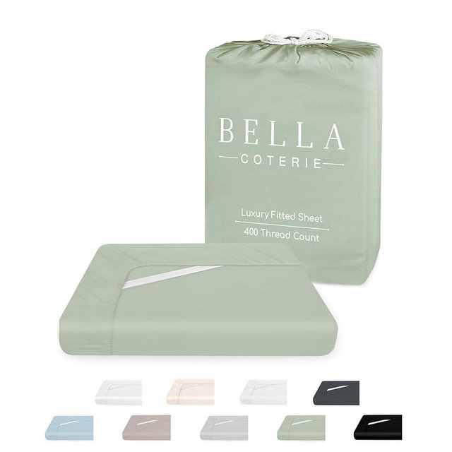 Bella Coterie Luxury Bamboo Viscose King Size Fitted Sheet Only | 100% Organically Grown | Ultra Soft | Cooling for Hot Sleepers | 18" Deep Pocket [Sea Glass]