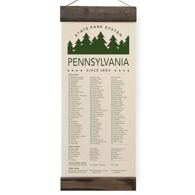 PA State Park Adventure Checklist WITH Pen/Pennsylvania State Park/Travel Pennsylvania Gift/PA Bucketlist Map/Hiker Gift/Travel Guide (Small, Pine Tree)