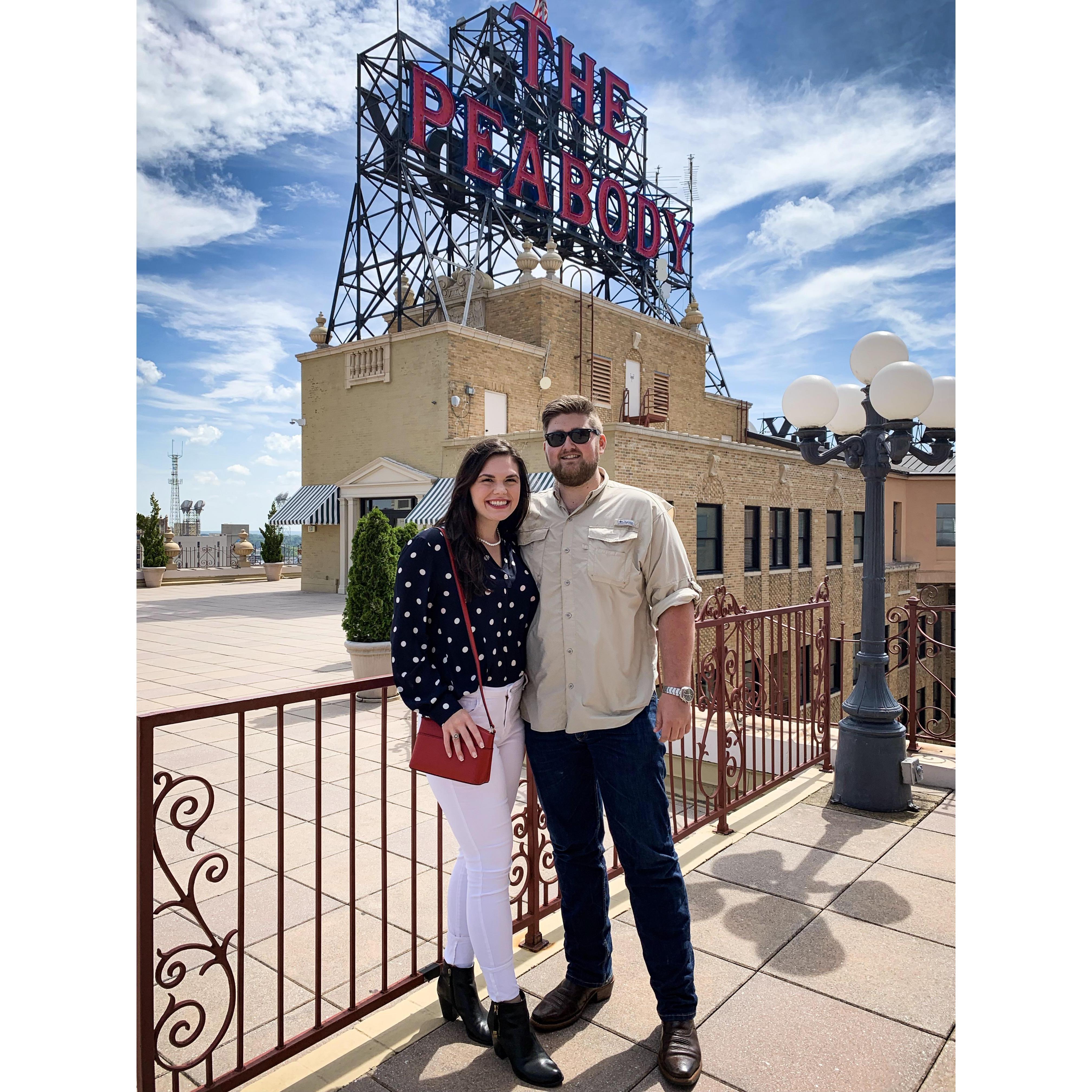 June 2019-Trip to Memphis, TN to meet David's mother's family. Picture on the roof of The Peabody Hotel.