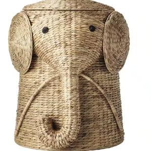 Elephant Natural Woven Wood Laundry Hamper