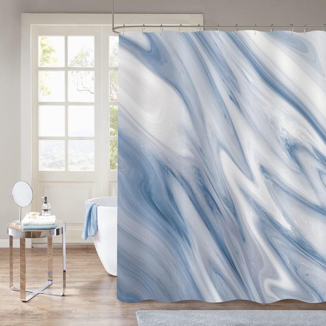 Blue Marble Shower Curtain Set, 72 x 72in