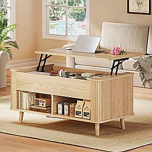 41" Lift Top Coffee Table With Storage - Oak Wood