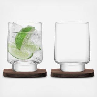 City Bar Collection Tumbler & Walnut Coaster, Set of 2
