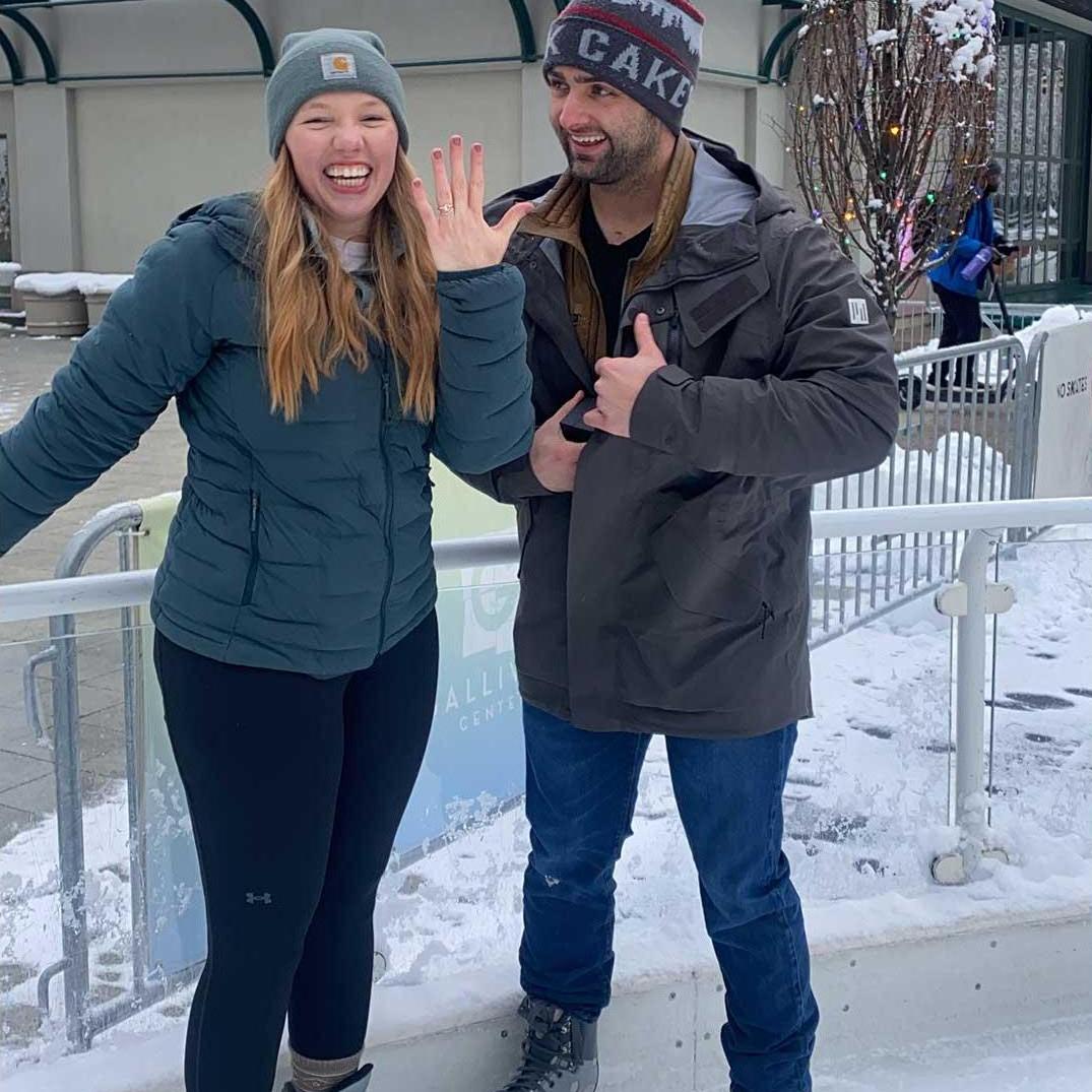 Right after Tyler got down on one knee (on ice skates!) to ask me to be his wife! NYE 2021