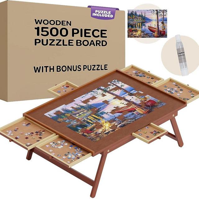 JoyBerri Jigsaw Puzzle Board - with Free Puzzle / 1500 Piece Jigsaw Puzzle Table for Adults and Kids (1500 pc Puzzle Board with Legs)
