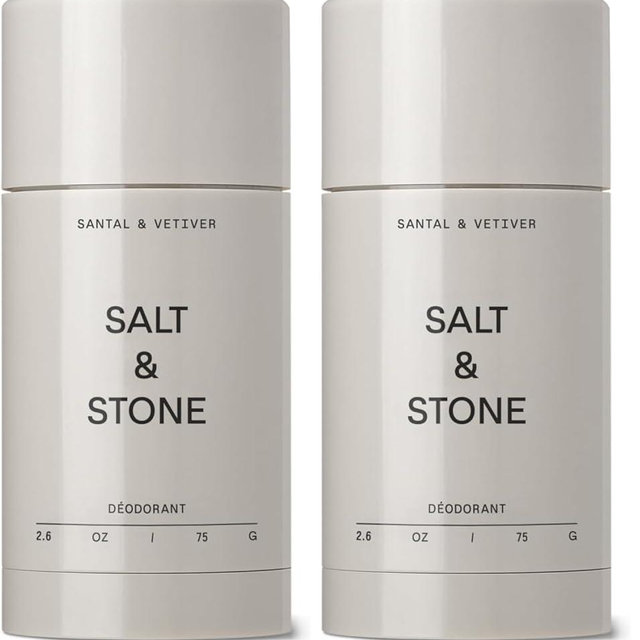 Salt & Stone Aluminum Free Deodorant | Extra Strength 48 Hour Protection for Women & Men | Made with Seaweed Extracts, Niacinamide & Prebiotics | Santal & Vetiver | Pack of 2
