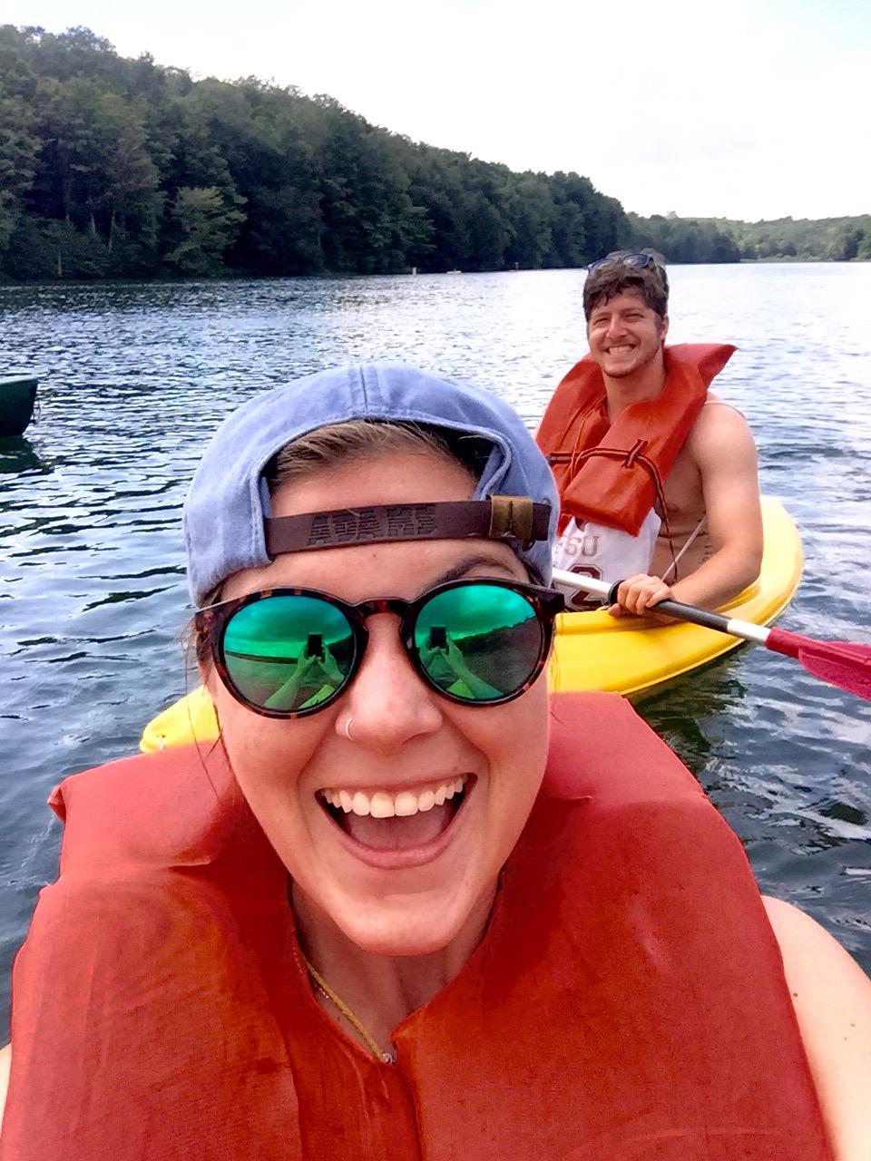 Kayaking in Glendale Lake for E’s bday, August 2016.