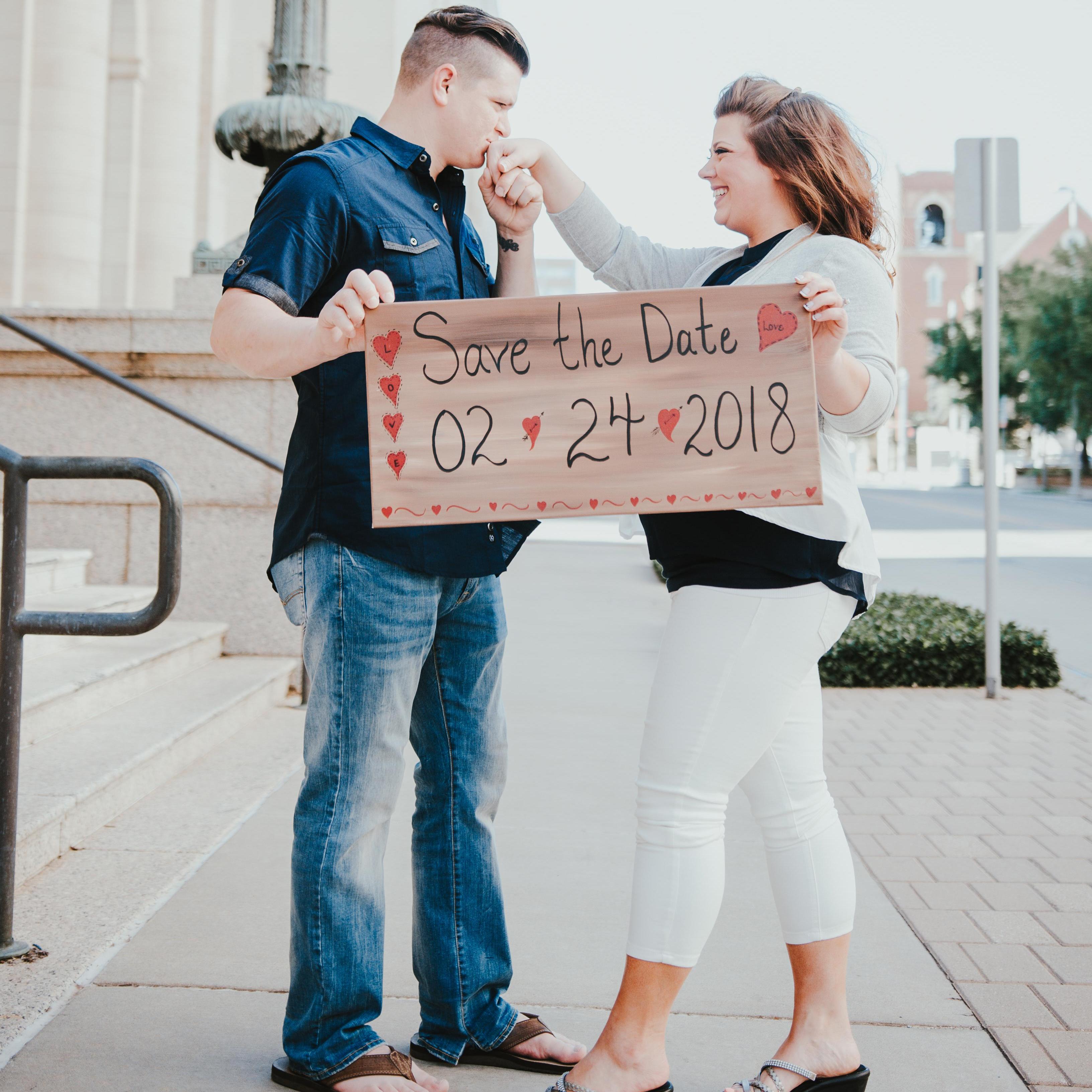 My sweet mother helped me paint a save the date sign!