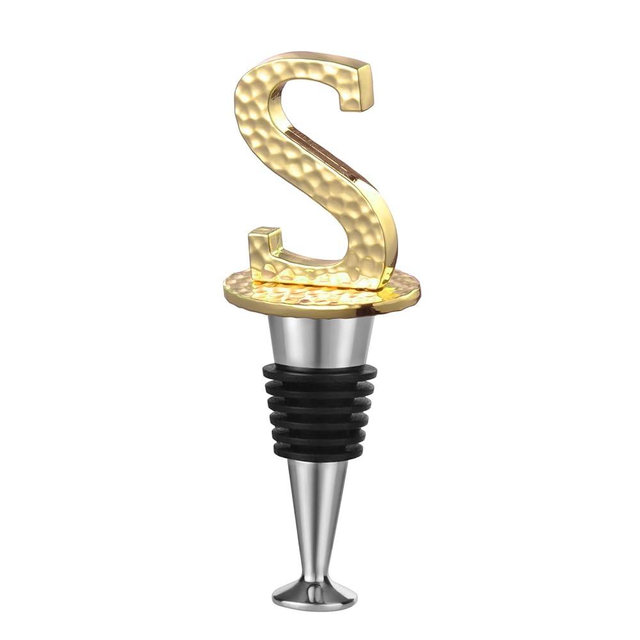 Miicol Prosecco Stopper, Gold Initial Champagne Stopper - Personalised Funny Gift for Wine Lovers, Kitchen Decor - Letter S