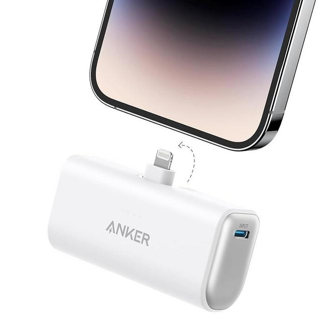 Anker Nano Power Bank with Built-in Lightning Connector, Portable Charger 5,000mAh MFi Certified 12W, Compatible with iPhone 14/14 Pro / 14 Plus / 14 Pro Max, iPhone 13 and 12 Series (White)