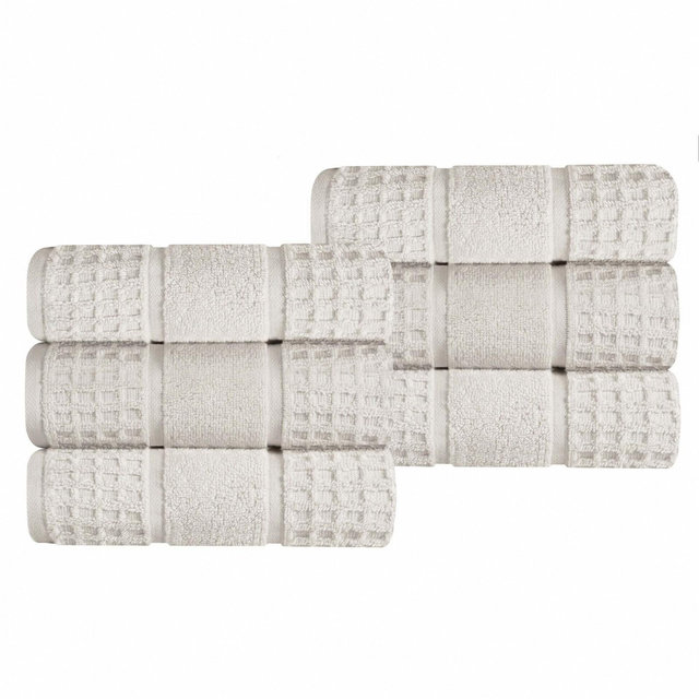 Zero Twist Cotton Waffle Honeycomb Medium Weight Hand Towel Set of 6, Stone Grey - Blue Nile Mills
